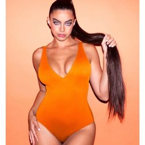 NWT TA3 🍊Plunge Neck Lace-Up Swimsuit